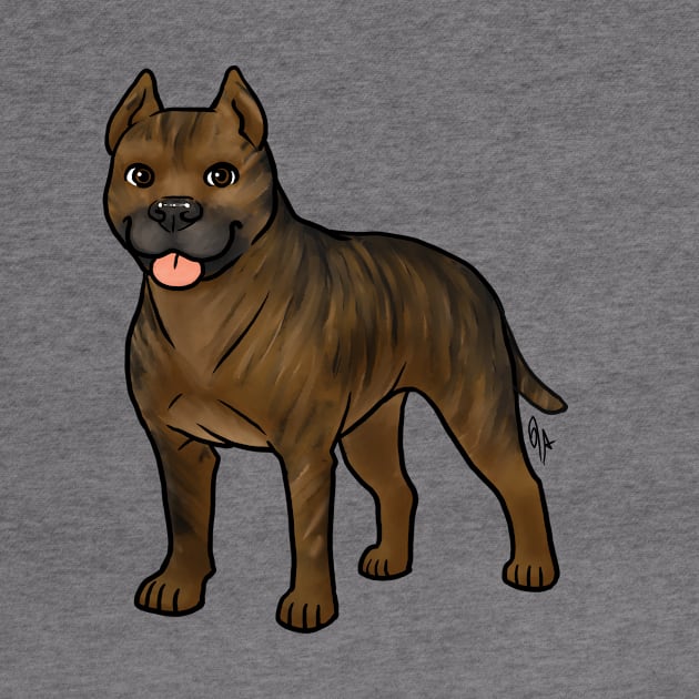 Dog - American Staffordshire Terrier - Cropped Brown Brindle by Jen's Dogs Custom Gifts and Designs